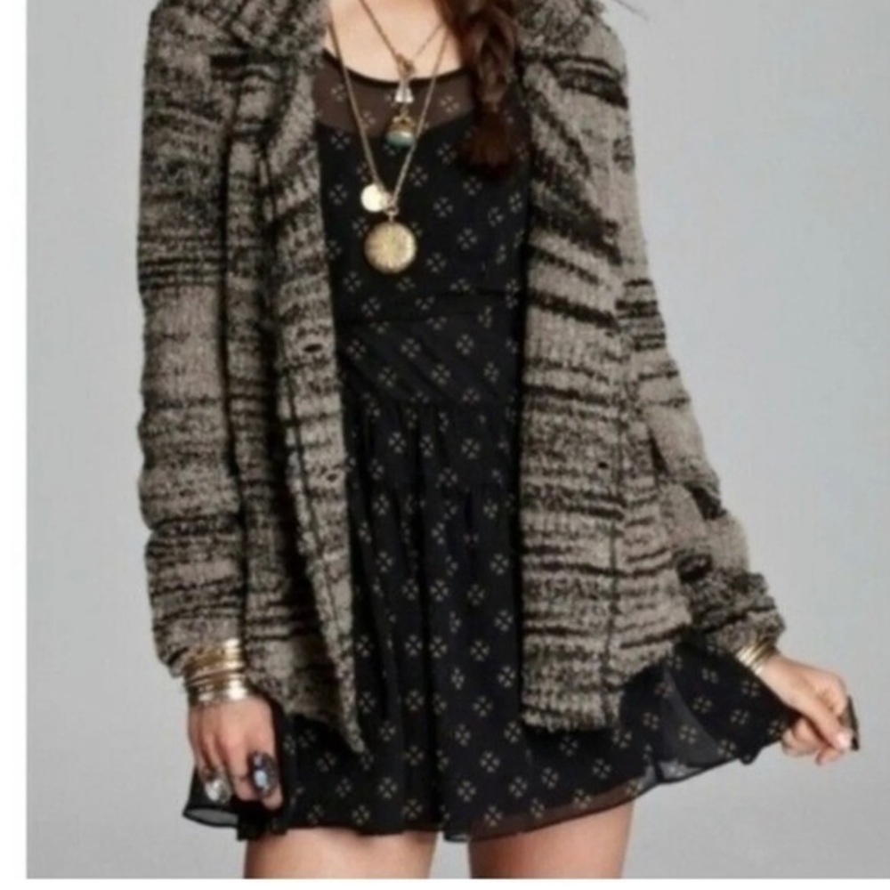 Free People Zebra Net Button Up Sweater Women’s S… - image 2